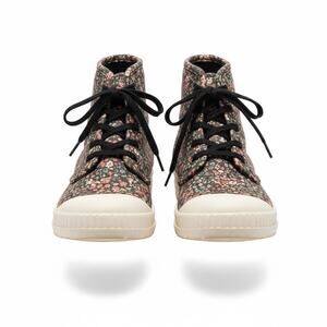 Girls SO Floral High Top Sneakers Size 3 Medium Black Lace Up Casual Shoes